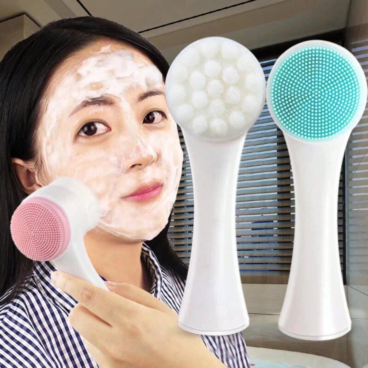 Silicone Face Scrubber Electric - Double Sided Facial Cleanser Silicone Facial
