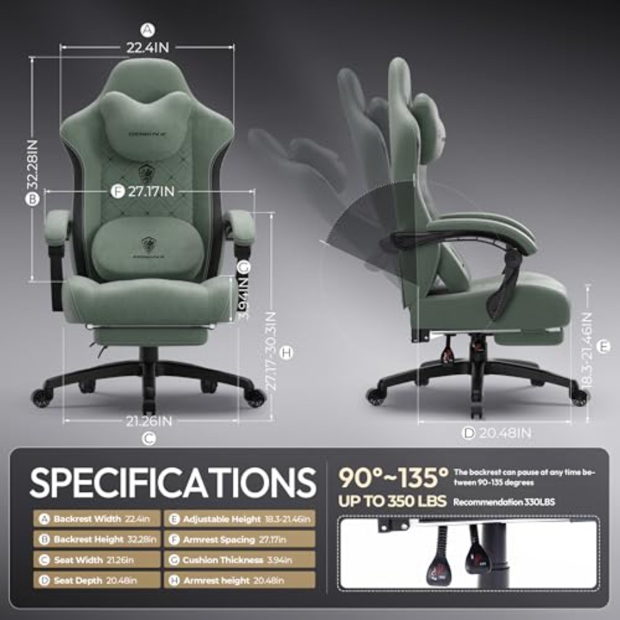 Gaming Chair for Adults with H - Massage recension och pris