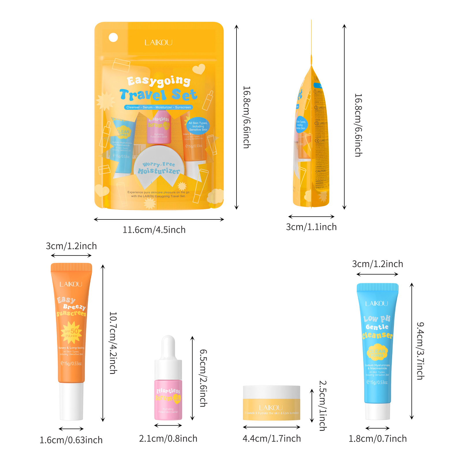 4PCS Laikou Ceramide Travel Su - Hyaluronic Acid Facial Serum recension och pris