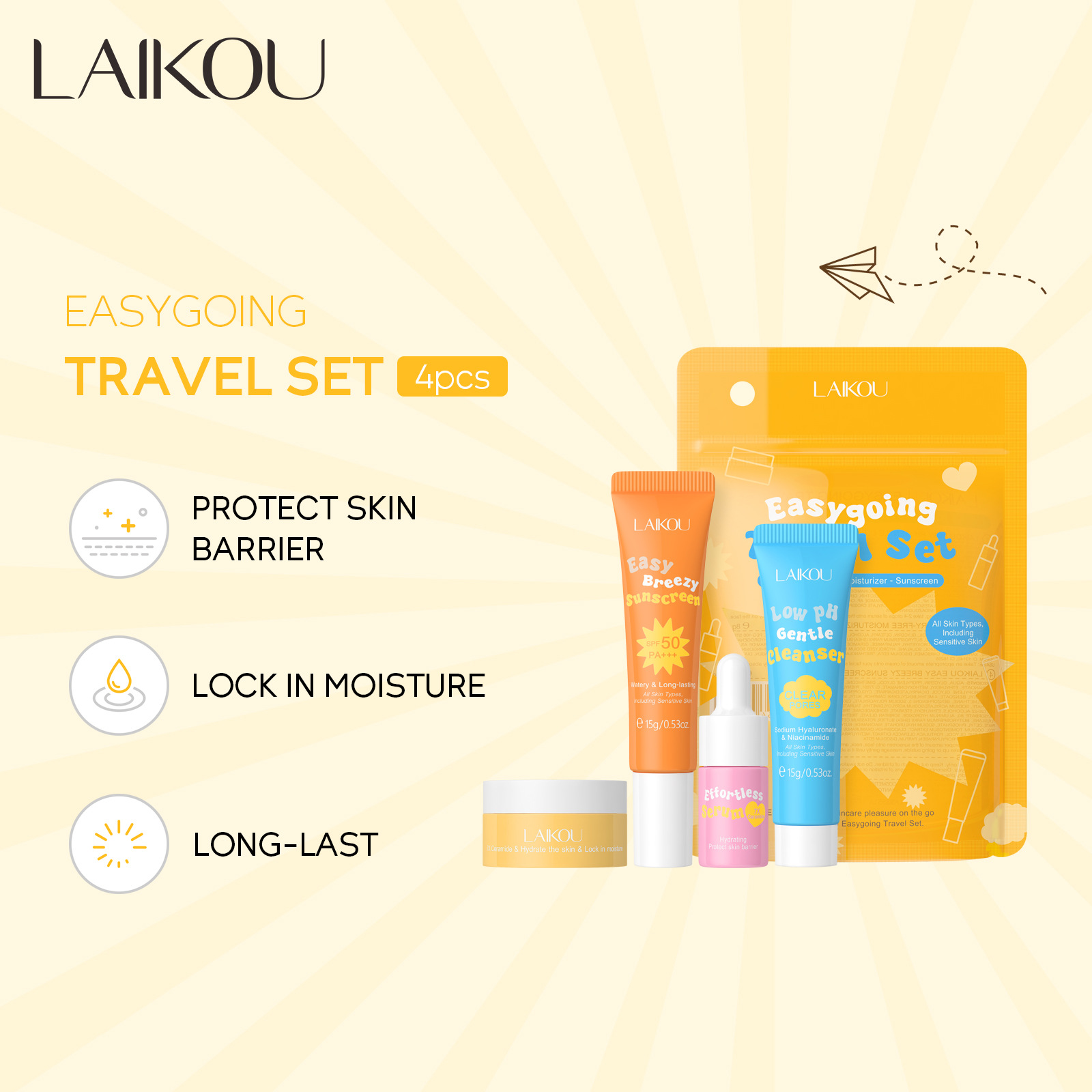 4PCS Laikou Ceramide Travel Su - Hyaluronic Acid Facial Serum recension och pris