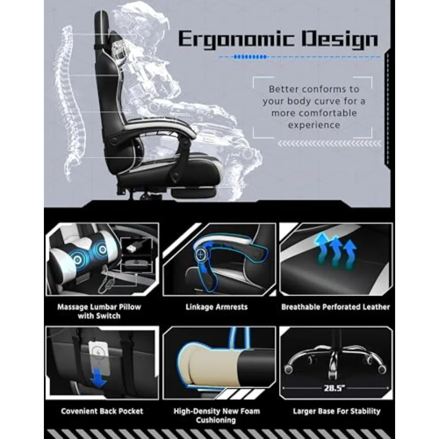 Gaming chair with footrest, ma - Massage recension och pris