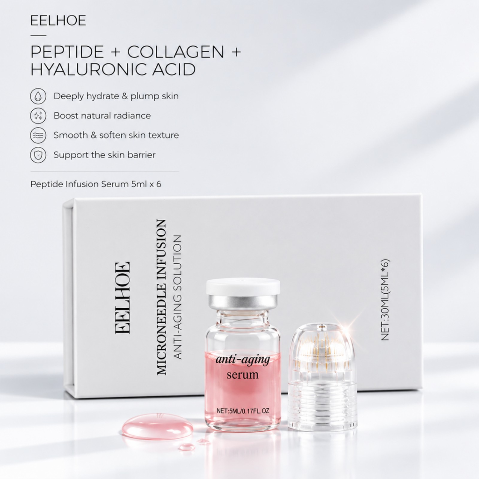 0.2mm Microneedle Serum Kit 6  - Hyaluronic Acid Facial Serum recension och pris